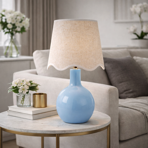   Modern European furniture - Wavy-Edge Rattan Ceramic Table Lamp - www.oroa.com | Oroa.com