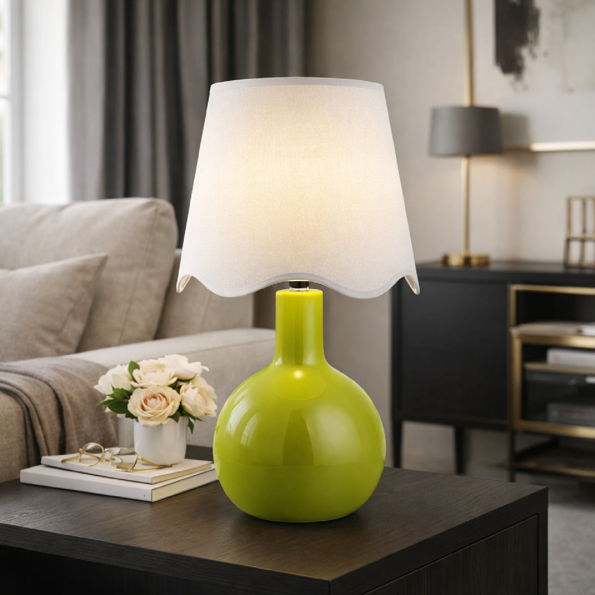   Modern European furniture - Wavy-Edge Rattan Ceramic Table Lamp - www.oroa.com | Oroa.com