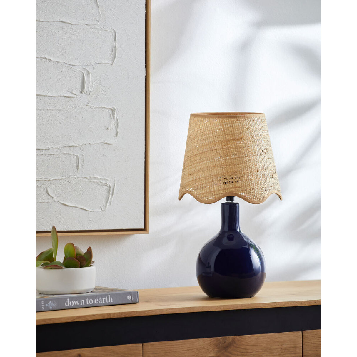  Modern European furniture - Wavy-Edge Rattan Ceramic Table Lamp - www.oroa.com | Oroa.com