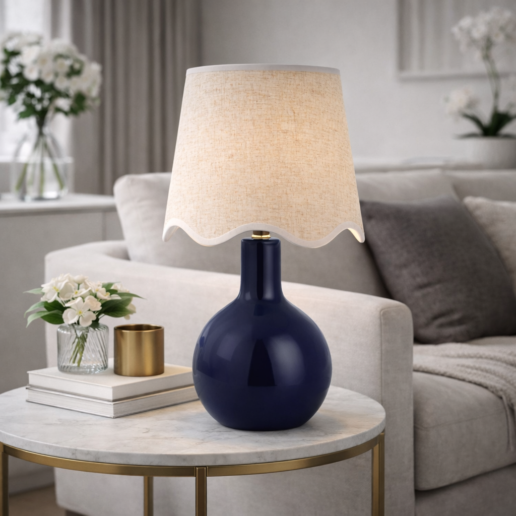   Modern European furniture - Wavy-Edge Rattan Ceramic Table Lamp - www.oroa.com | Oroa.com