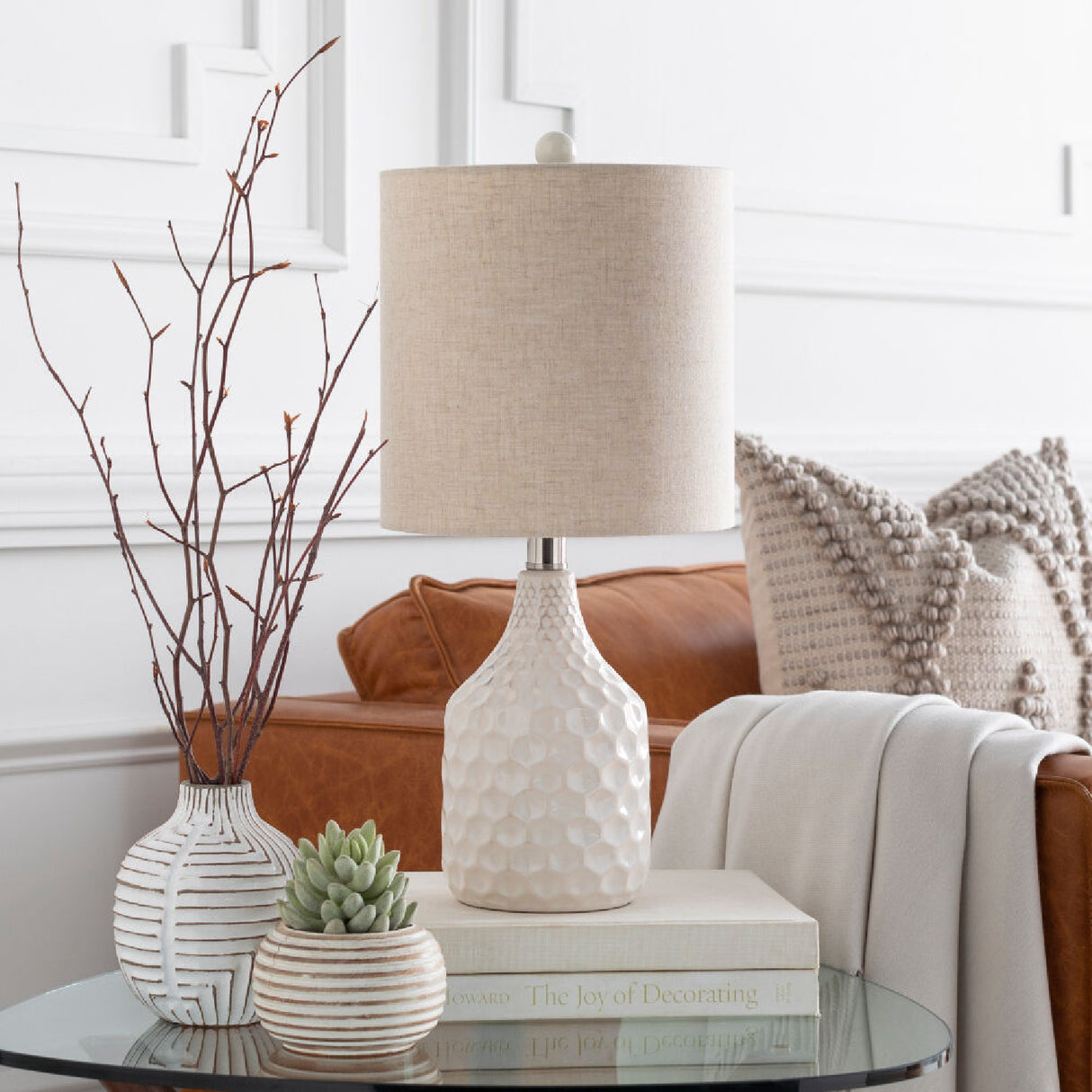   Modern European furniture - Ivory Linen Ceramic Table Lamp - www.oroa.com | Oroa.com