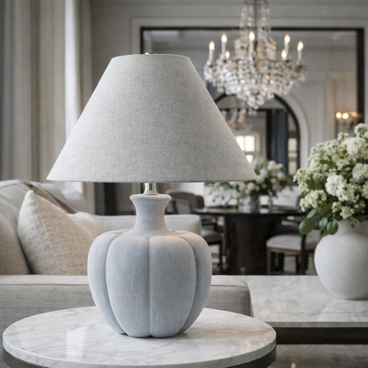   Modern European furniture - Gray Cement Linen Table Lamp - www.oroa.com | Oroa.com