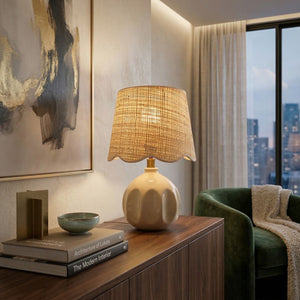   Modern European furniture - Wavy Rattan Accent Table Lamp - www.oroa.com | Oroa.com