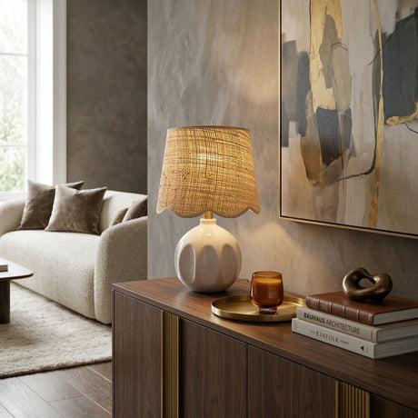   Modern European furniture - Wavy Rattan Accent Table Lamp - www.oroa.com | Oroa.com