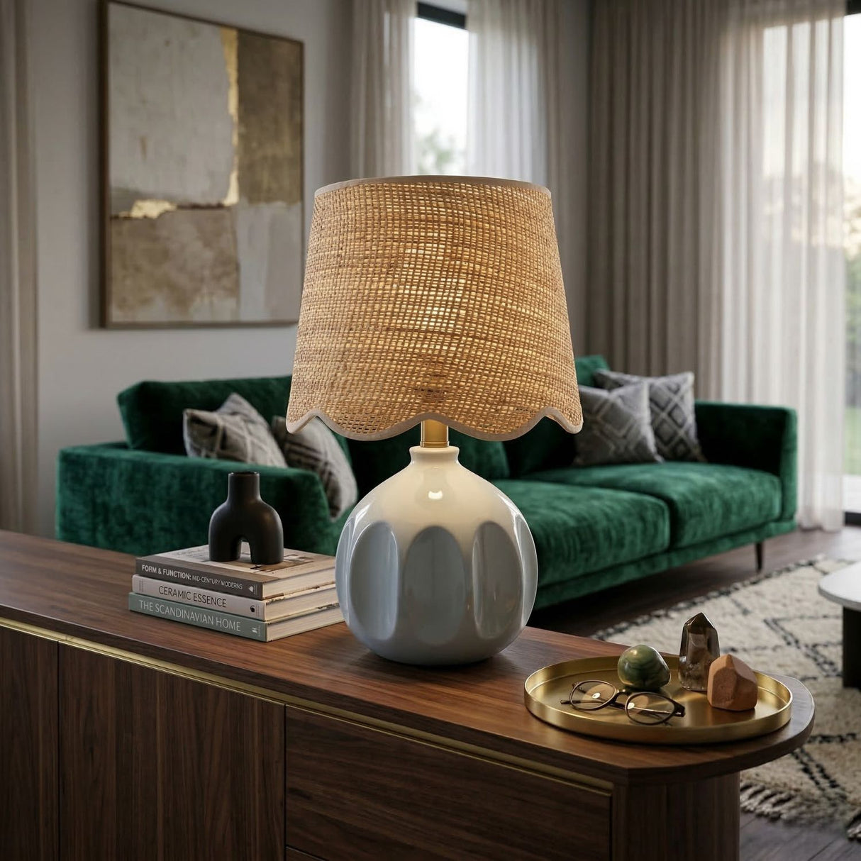   Modern European furniture - Wavy Rattan Accent Table Lamp - www.oroa.com | Oroa.com