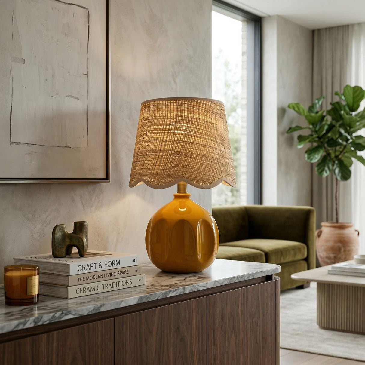   Modern European furniture - Wavy Rattan Accent Table Lamp - www.oroa.com | Oroa.com