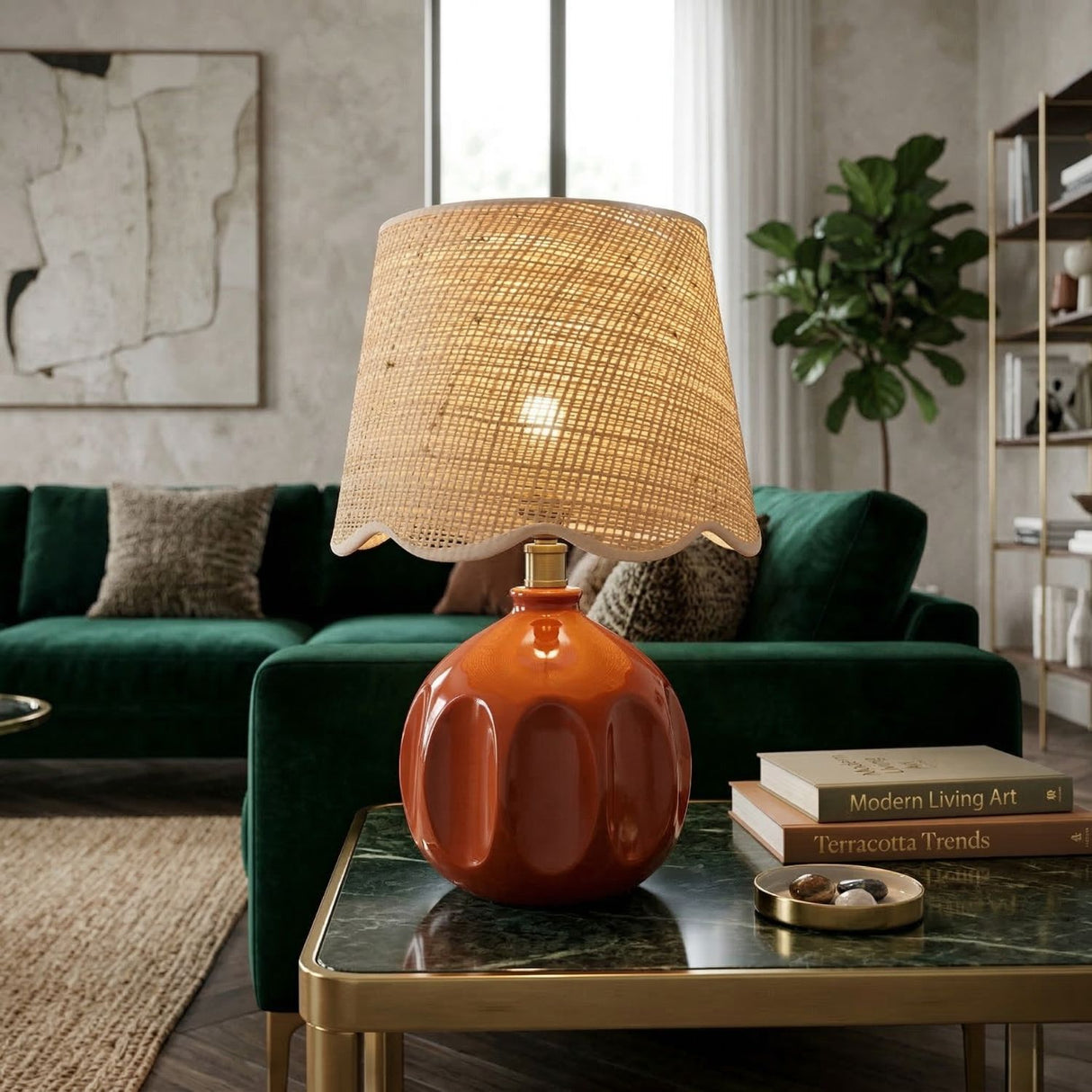   Modern European furniture - Wavy Rattan Accent Table Lamp - www.oroa.com | Oroa.com