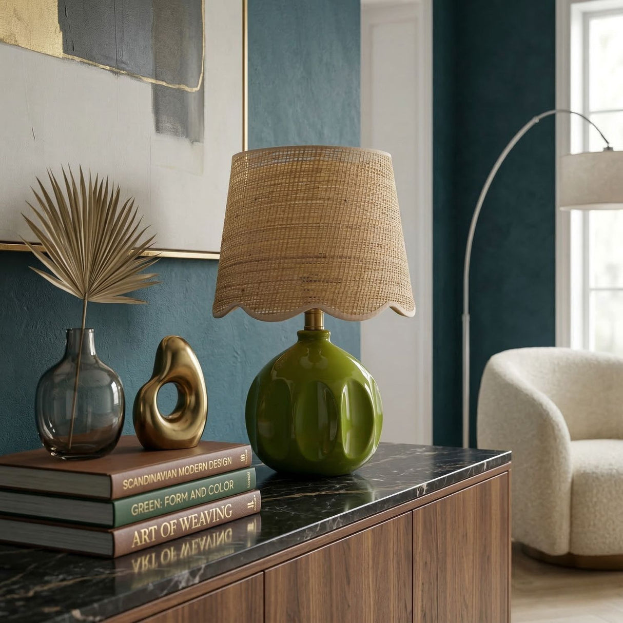   Modern European furniture - Wavy Rattan Accent Table Lamp - www.oroa.com | Oroa.com