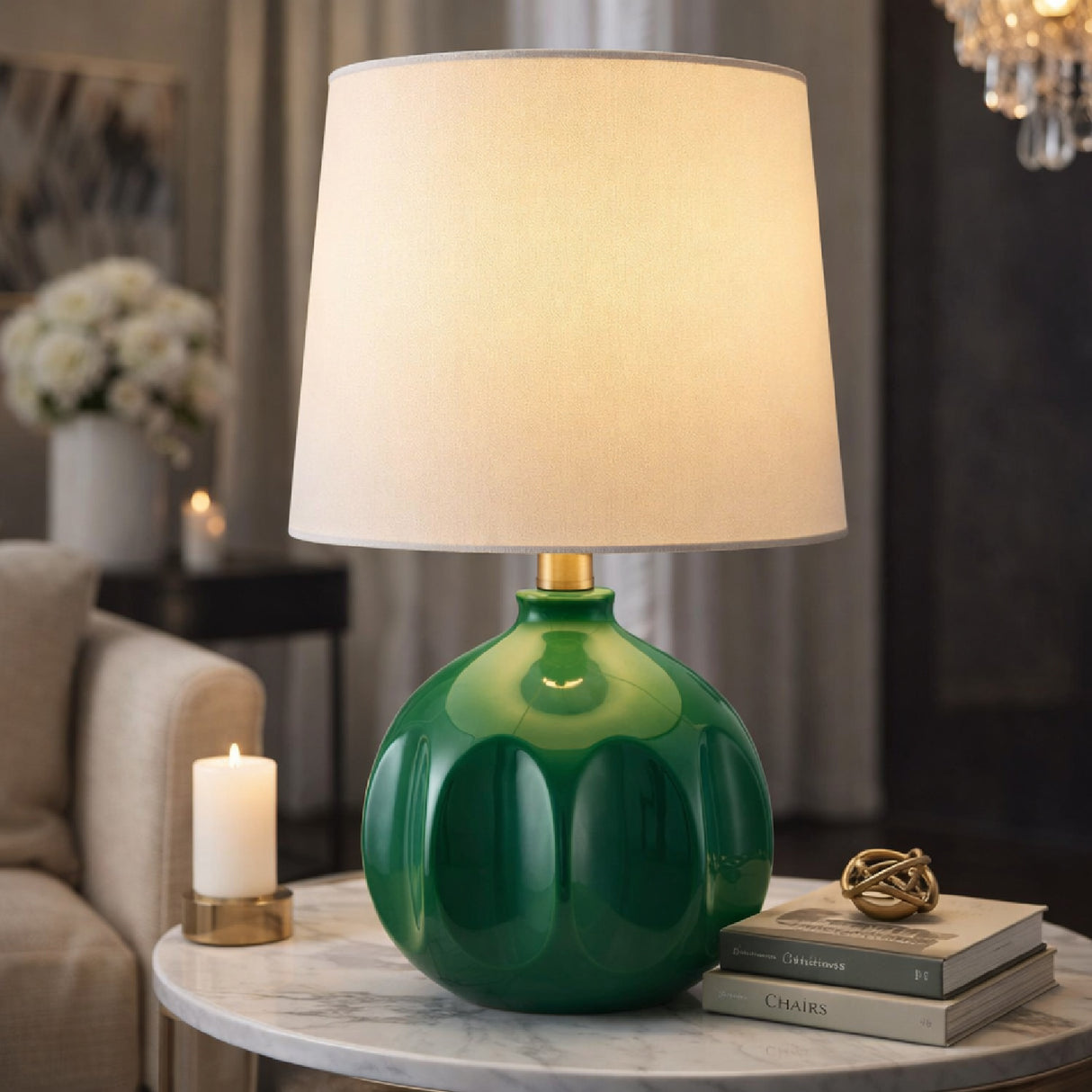   Modern European furniture - Linen Carved Ceramic Table Lamp - www.oroa.com | Oroa.com