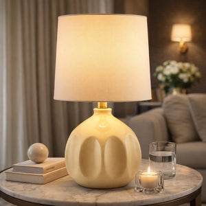   Modern European furniture - Linen Carved Ceramic Table Lamp - www.oroa.com | Oroa.com