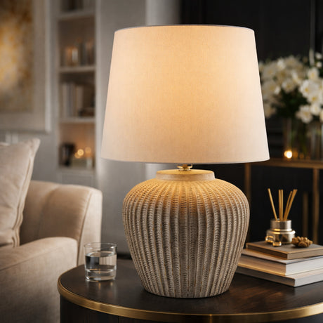   Modern European furniture - Carved Gray Ceramic Table Lamp - www.oroa.com | Oroa.com