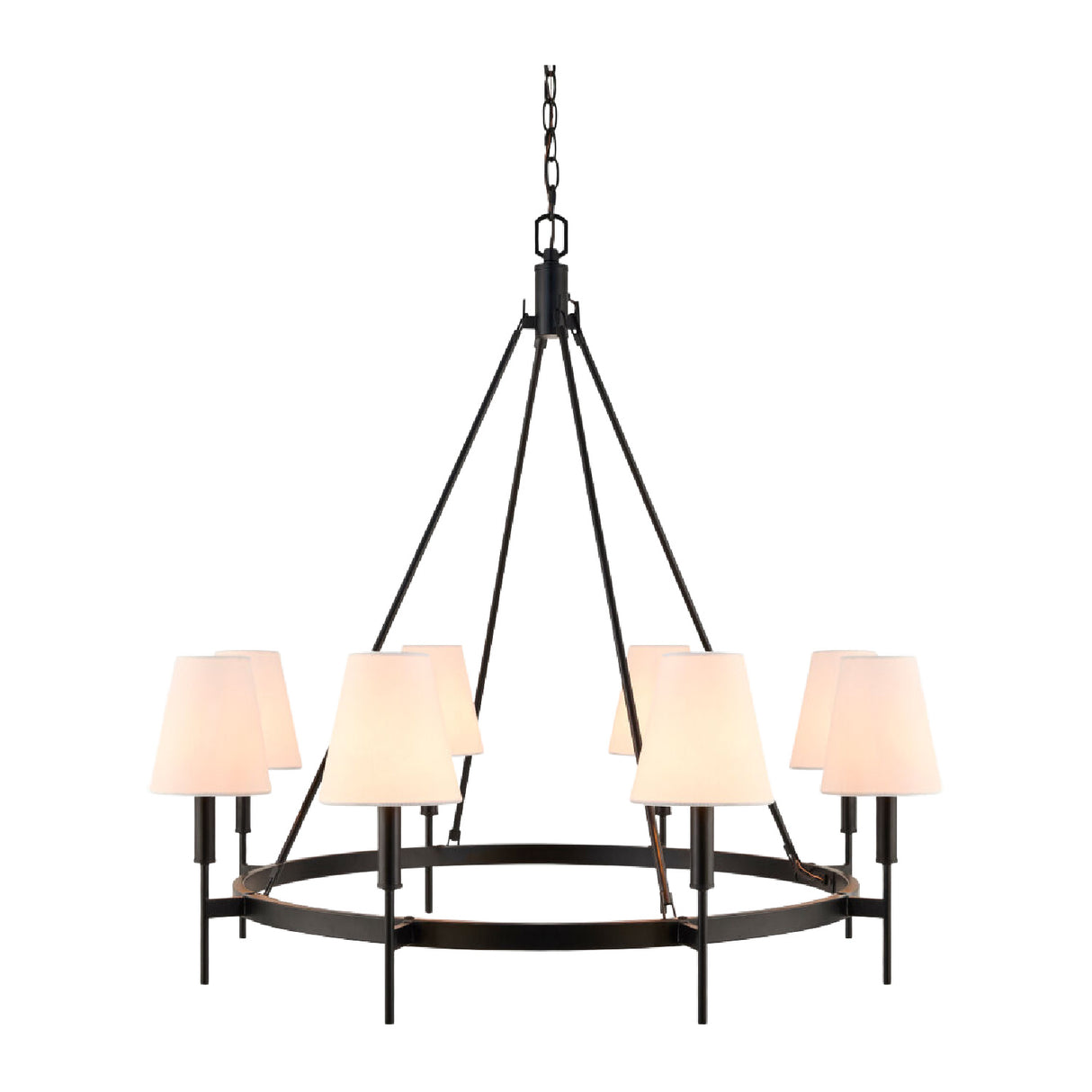   Modern European furniture - Black Metal Ring 8-Light Chandelier - www.oroa.com | Oroa.com