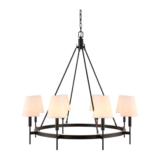 Modern European furniture - Black Metal Ring 8-Light Chandelier - www.oroa.com