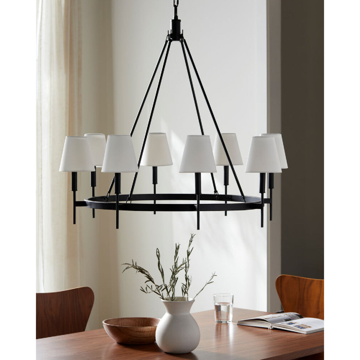   Modern European furniture - Black Metal Ring 8-Light Chandelier - www.oroa.com | Oroa.com