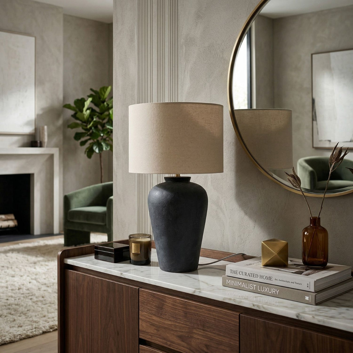   Modern European furniture - Painted Cement Linen Table Lamp - www.oroa.com | Oroa.com