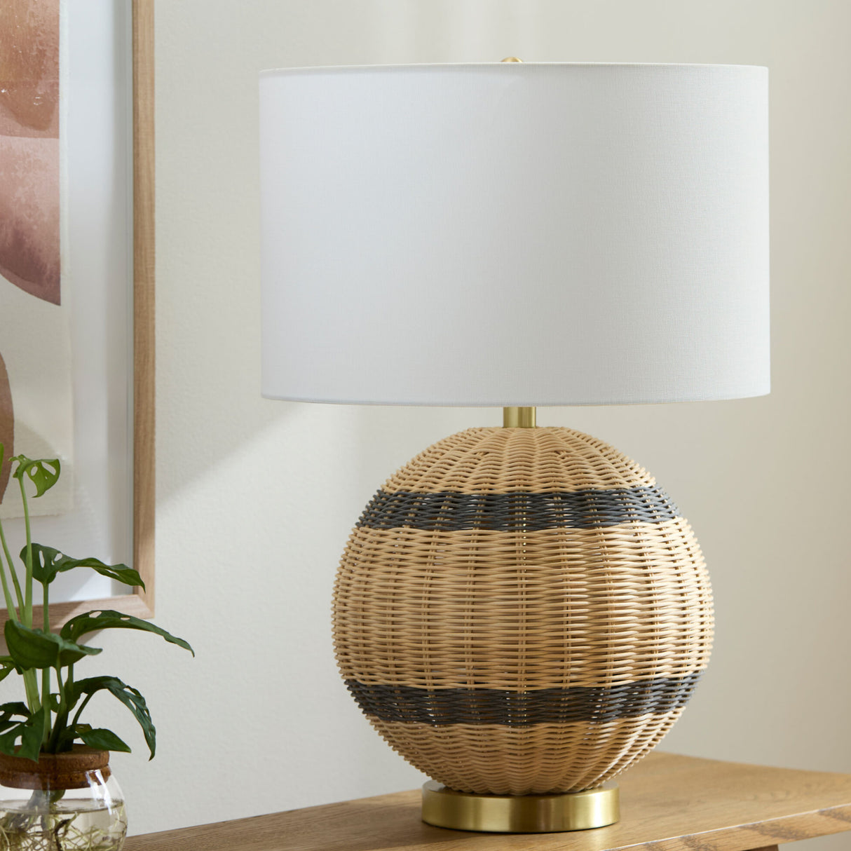   Modern European furniture - Round Rattan Base Table Lamp - www.oroa.com | Oroa.com