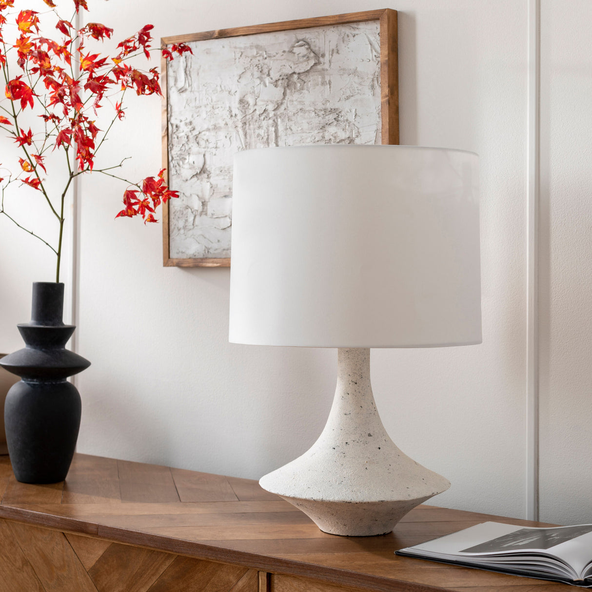  Modern European furniture - White Drum Shade Table Lamp - www.oroa.com | Oroa.com