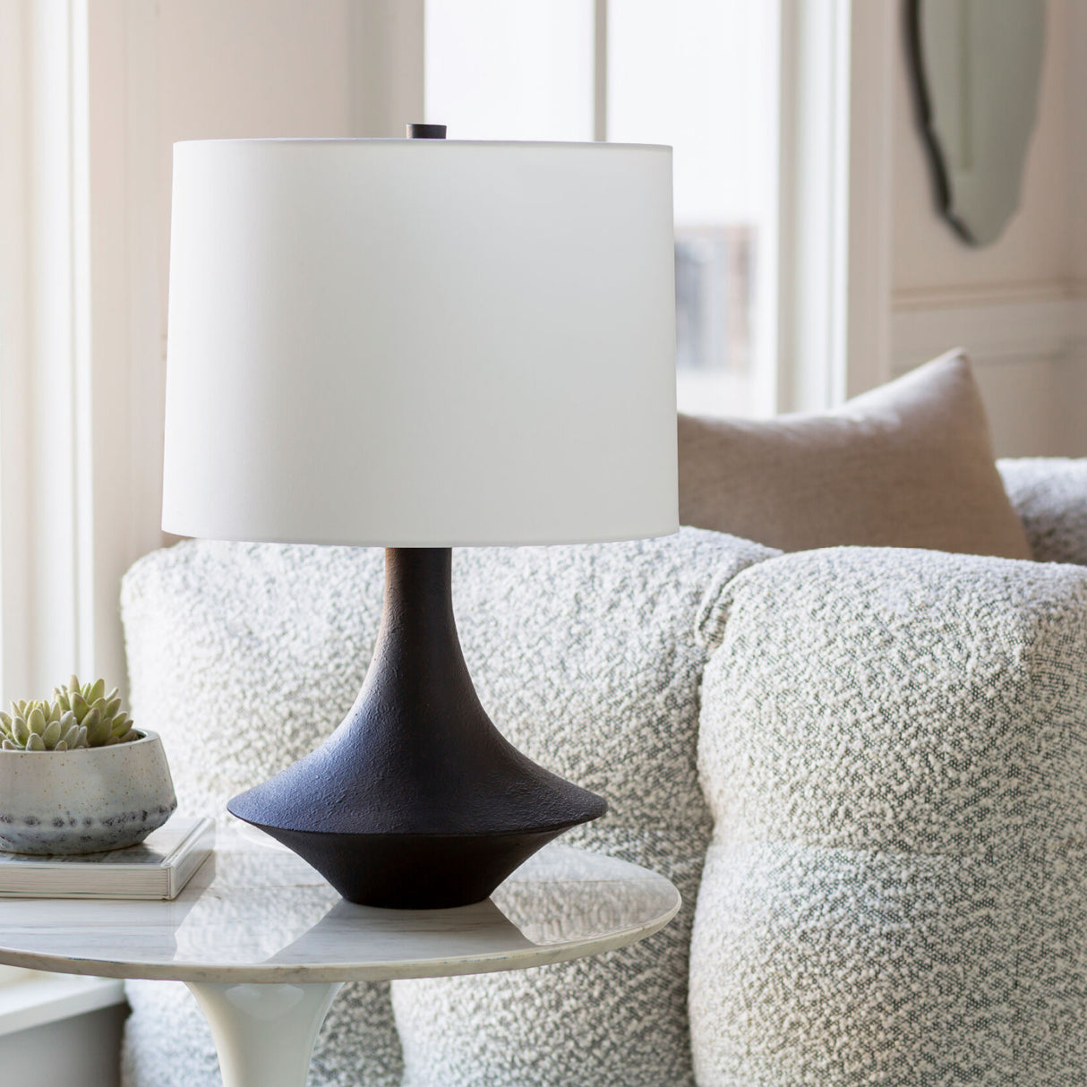   Modern European furniture - White Drum Shade Table Lamp - www.oroa.com | Oroa.com