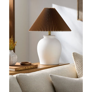   Modern European furniture - Brown Pleated Linen Table Lamp - www.oroa.com | Oroa.com