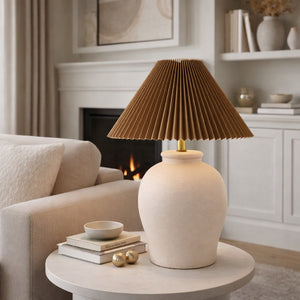   Modern European furniture - Brown Pleated Linen Table Lamp - www.oroa.com | Oroa.com