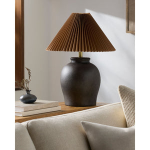   Modern European furniture - Brown Pleated Linen Table Lamp - www.oroa.com | Oroa.com