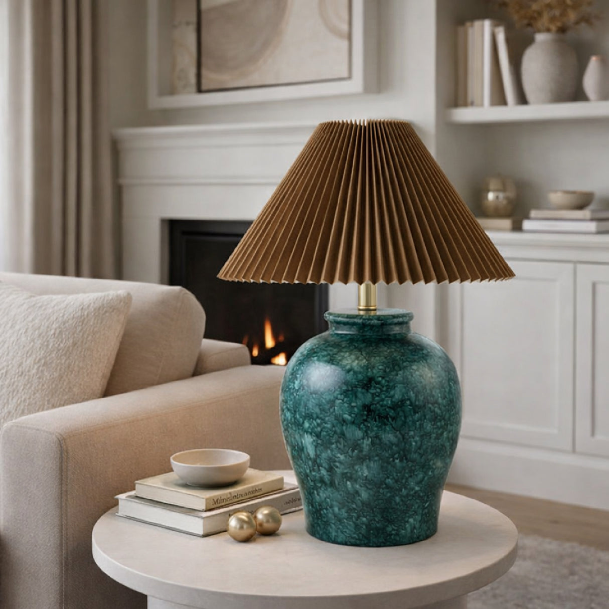   Modern European furniture - Brown Pleated Linen Table Lamp - www.oroa.com | Oroa.com