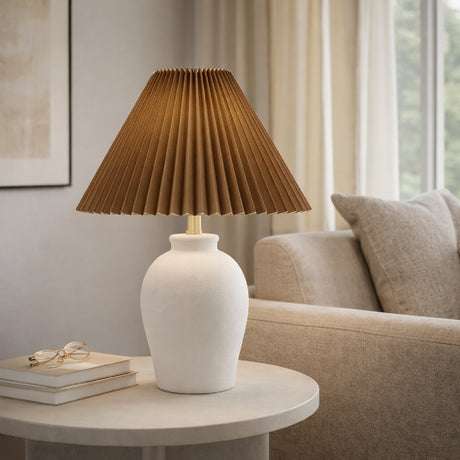   Modern European furniture - Brown Linen Pleated Table Lamp - www.oroa.com | Oroa.com