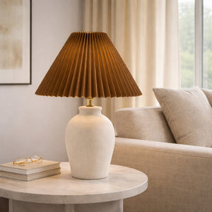   Modern European furniture - Brown Linen Pleated Table Lamp - www.oroa.com | Oroa.com