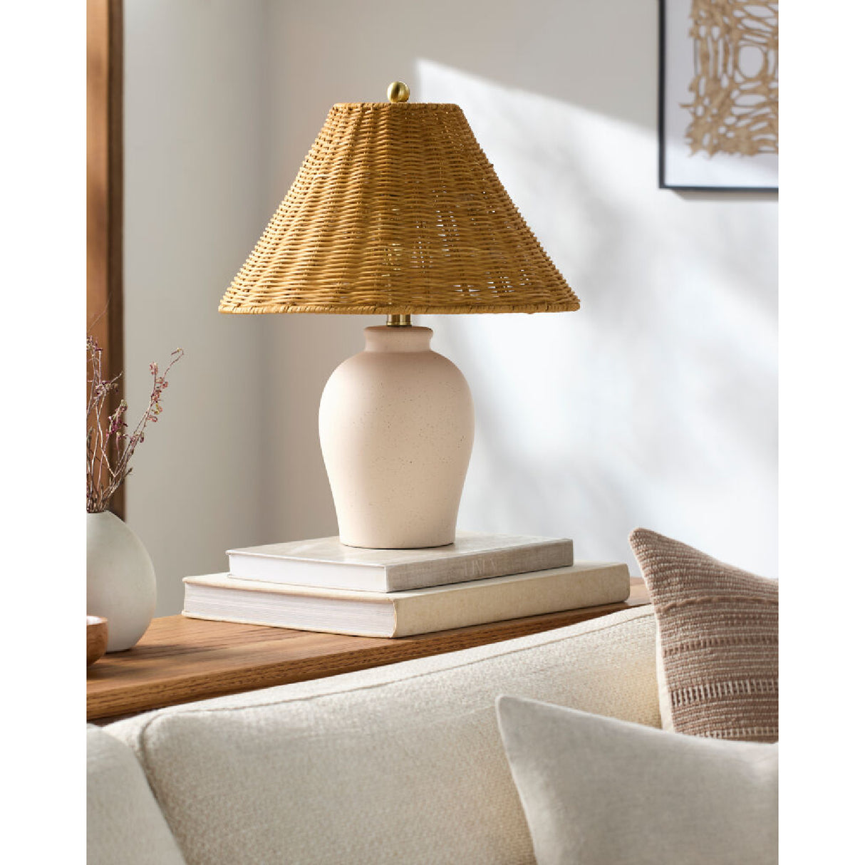   Modern European furniture - Brown Rattan Ceramic Table Lamp - www.oroa.com | Oroa.com