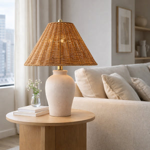  Modern European furniture - Brown Rattan Ceramic Table Lamp - www.oroa.com | Oroa.com