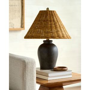   Modern European furniture - Brown Rattan Ceramic Table Lamp - www.oroa.com | Oroa.com