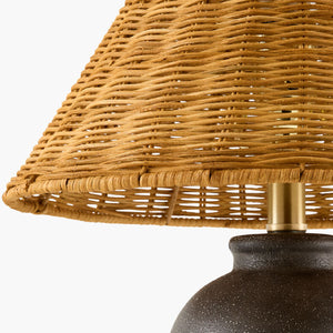   Modern European furniture - Brown Rattan Ceramic Table Lamp - www.oroa.com | Oroa.com