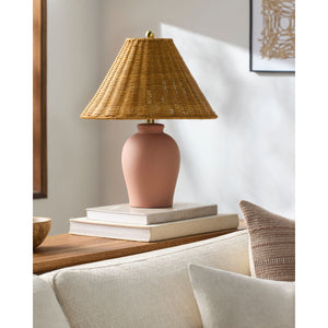   Modern European furniture - Brown Rattan Ceramic Table Lamp - www.oroa.com | Oroa.com