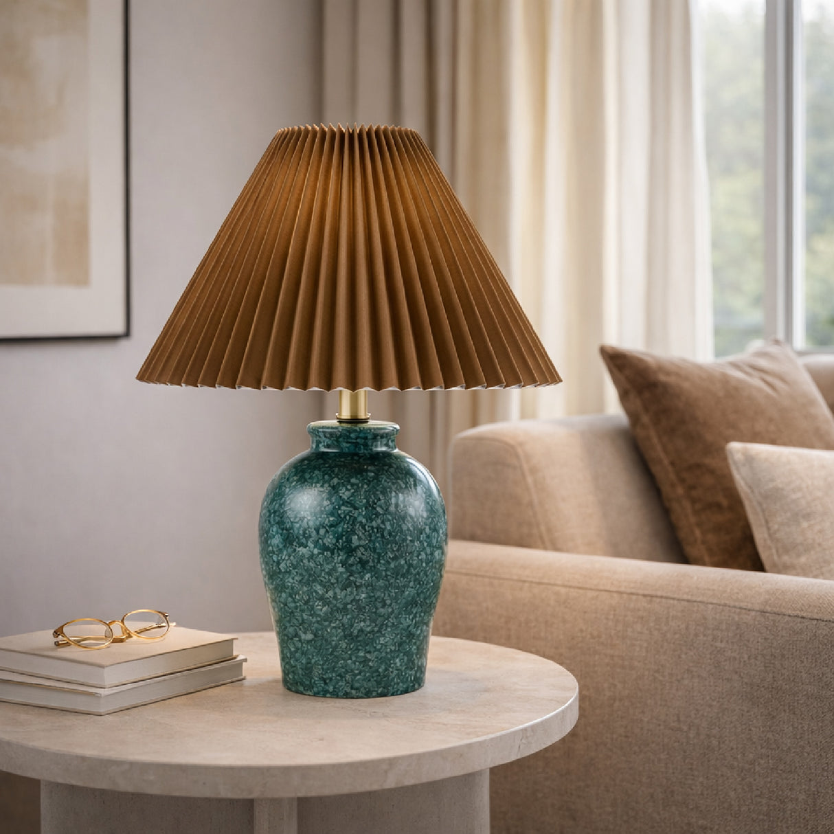   Modern European furniture - Brown Linen Pleated Table Lamp - www.oroa.com | Oroa.com