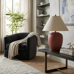   Modern European furniture - Ceramic Beige Linen Table Lamp - www.oroa.com | Oroa.com