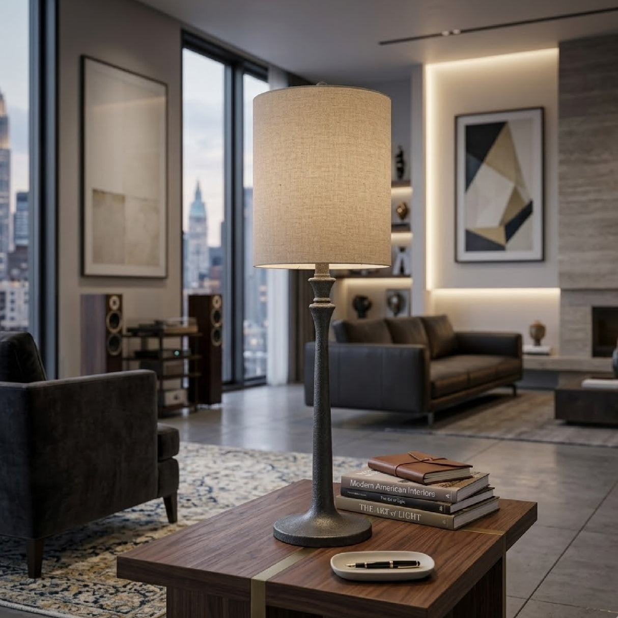   Modern European furniture - Linen Drum Shade Table Lamp - www.oroa.com | Oroa.com