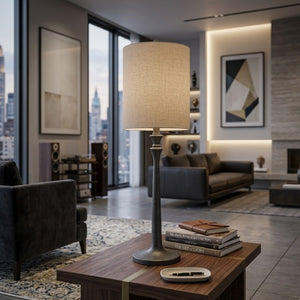   Modern European furniture - Linen Drum Shade Table Lamp - www.oroa.com | Oroa.com