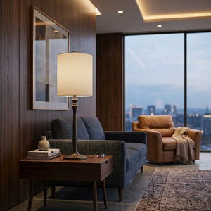   Modern European furniture - Linen Drum Shade Table Lamp - www.oroa.com | Oroa.com