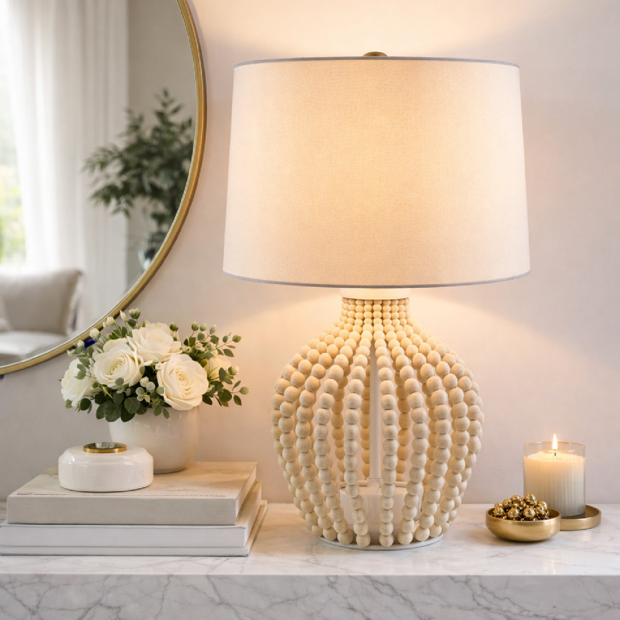   Modern European furniture - Wooden Beads Accent Table Lamp - www.oroa.com | Oroa.com