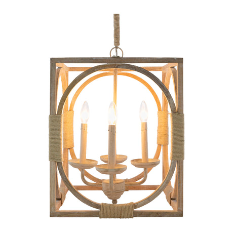   Modern European furniture - Whitewashed Wooden 4-Light Chandelier - www.oroa.com | Oroa.com
