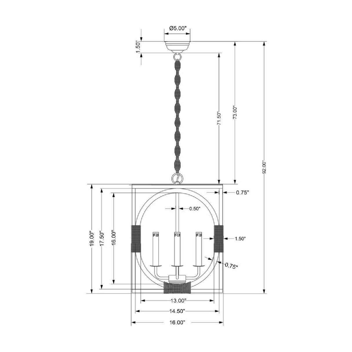   Modern European furniture - Whitewashed Wooden 4-Light Chandelier - www.oroa.com | Oroa.com