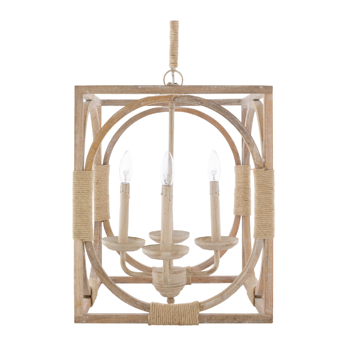   Modern European furniture - Whitewashed Wooden 4-Light Chandelier - www.oroa.com | Oroa.com