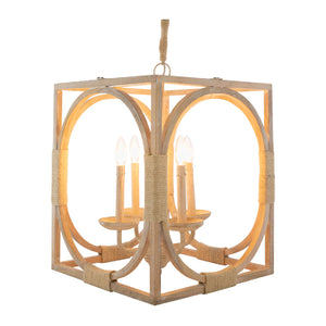   Modern European furniture - Whitewashed Wooden 4-Light Chandelier - www.oroa.com | Oroa.com