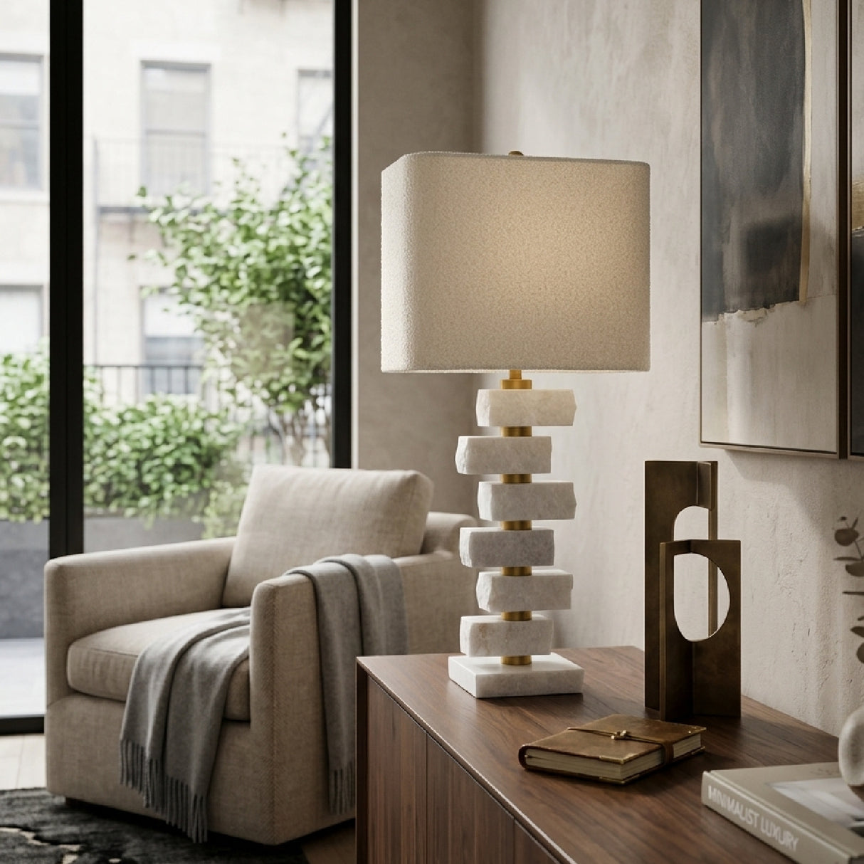   Modern European furniture - Organic Marble Stacked Table Lamp - www.oroa.com | Oroa.com
