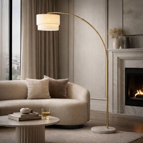   Modern European furniture - 2-Tier White Linen Floor Lamp - www.oroa.com | Oroa.com