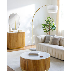   Modern European furniture - 2-Tier White Linen Floor Lamp - www.oroa.com | Oroa.com