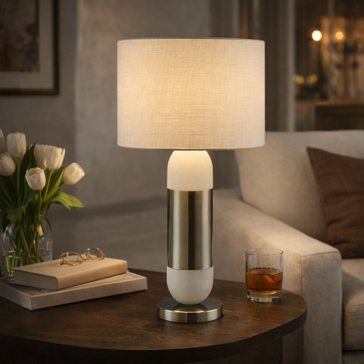   Modern European furniture - Silver Wrapped Marble Table Lamp - www.oroa.com | Oroa.com