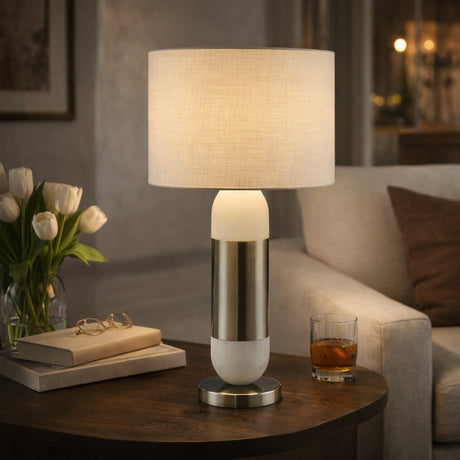   Modern European furniture - Silver Wrapped Marble Table Lamp - www.oroa.com | Oroa.com