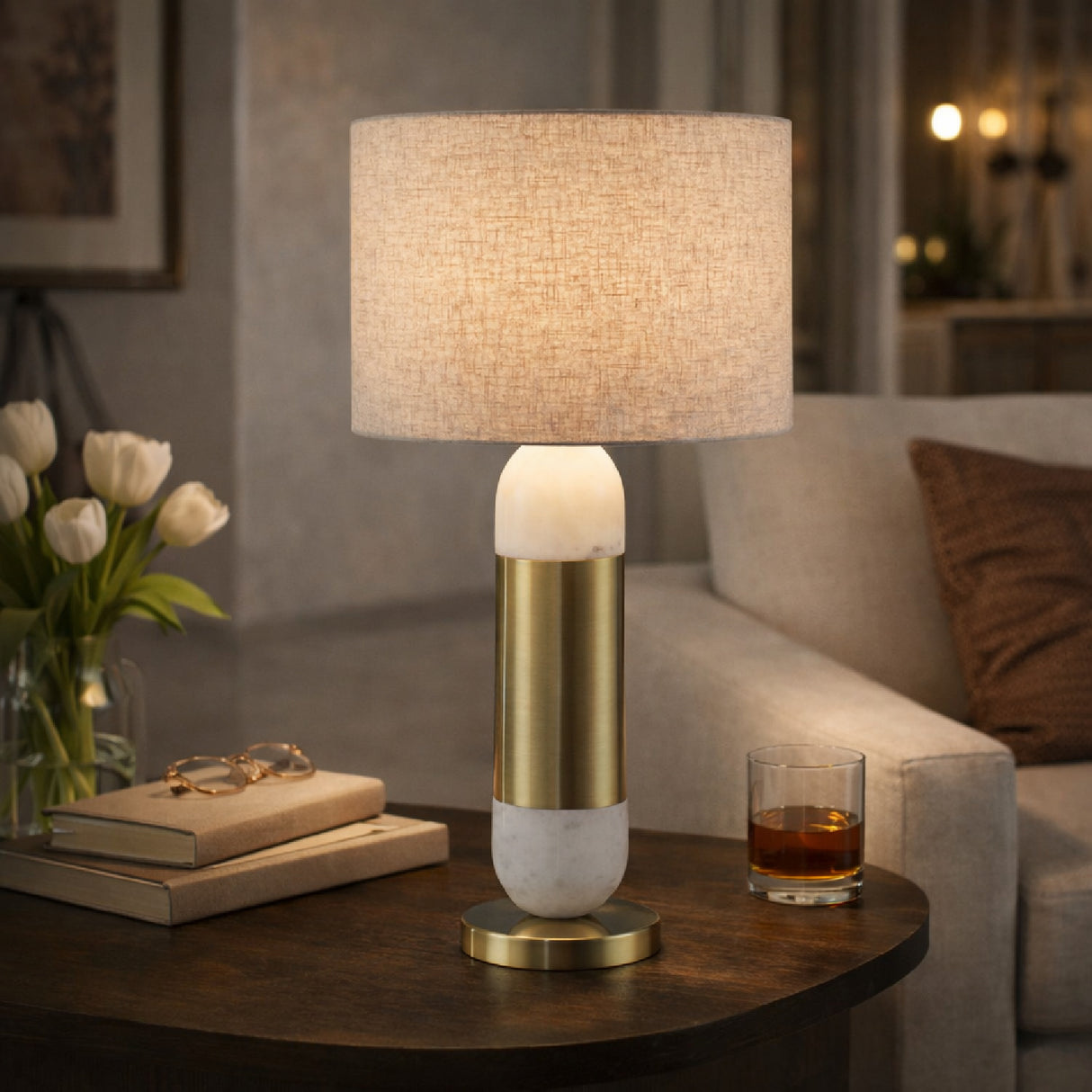   Modern European furniture - Gold Wrapped Marble Table Lamp - www.oroa.com | Oroa.com
