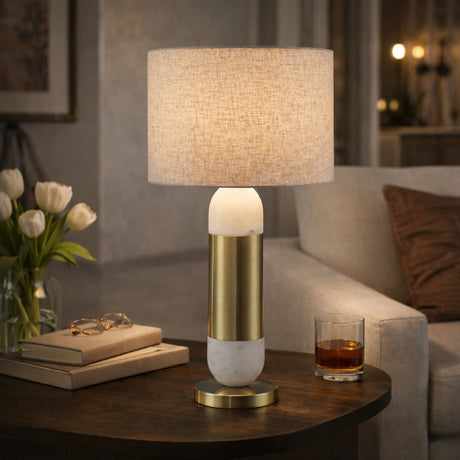   Modern European furniture - Gold Wrapped Marble Table Lamp - www.oroa.com | Oroa.com